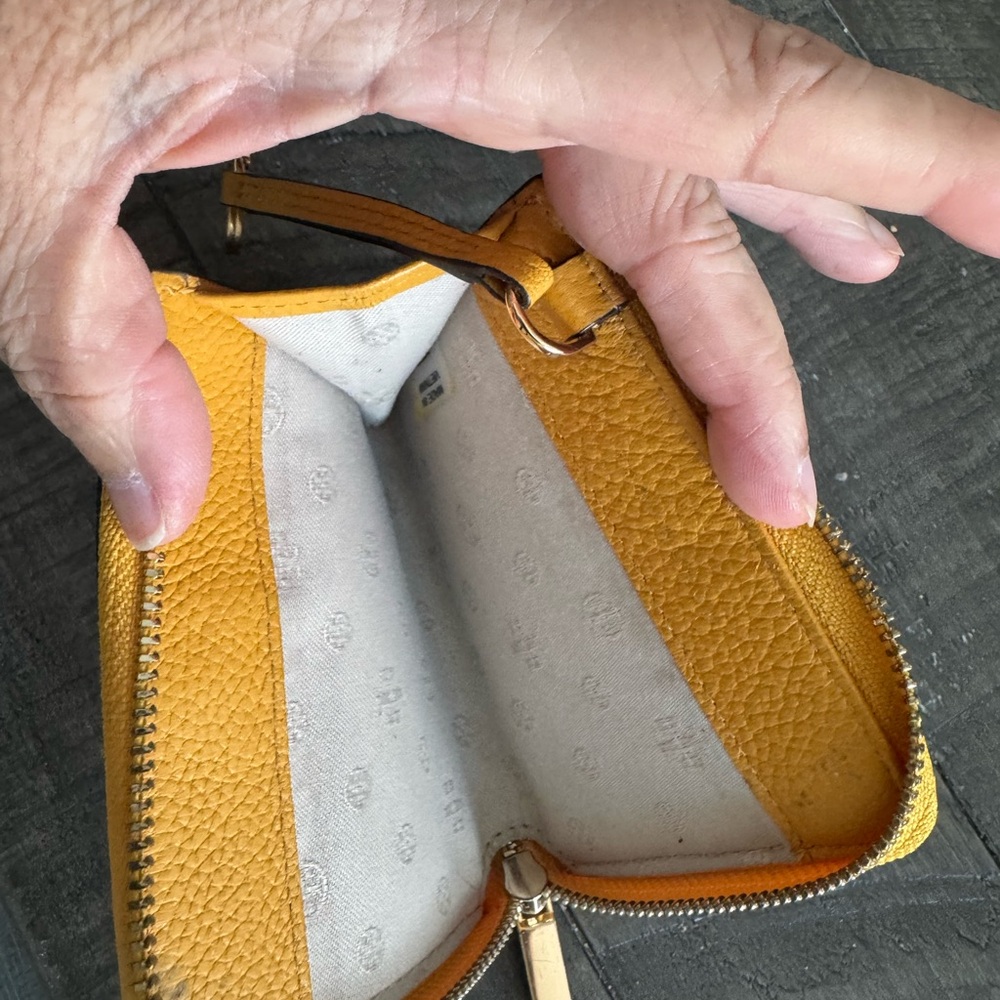 Tory Burch Mustard Leather Zip Wallet - Picture 6 of 11
